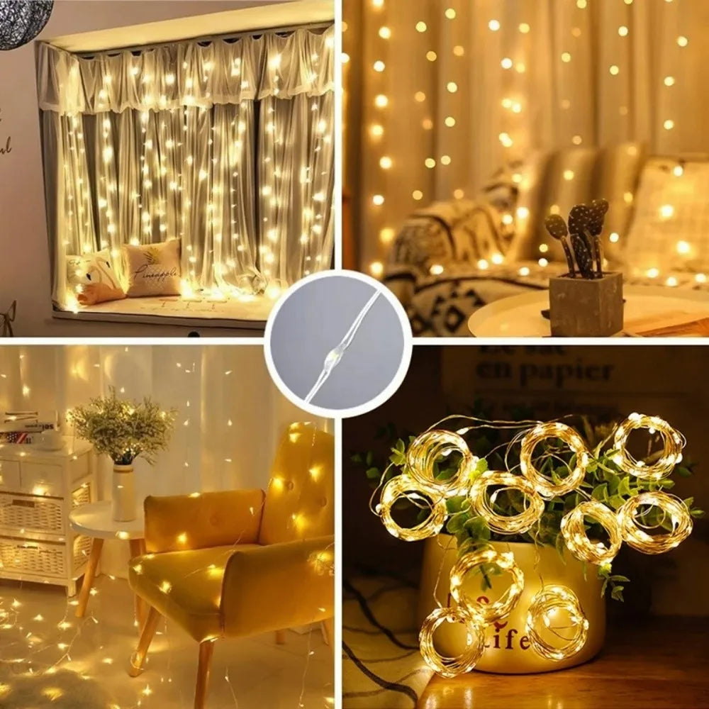 3Mx1M/2M/3M LED String Lights USB Fairy Lights Garland for New Year Wedding Festive Party Christmas Home Curtain Decoration