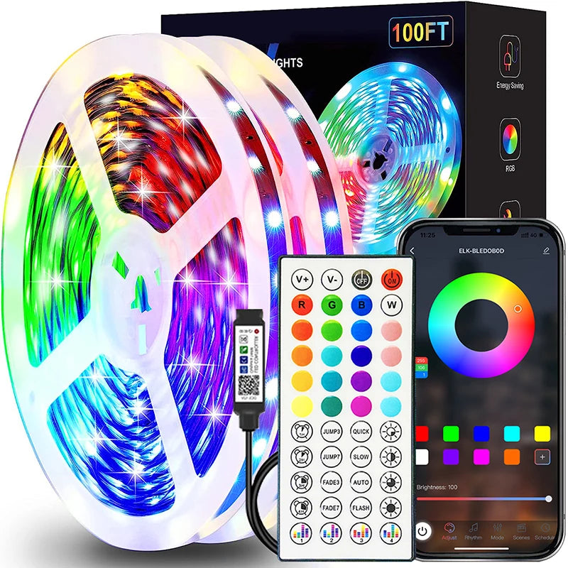 RGB LED pásky 1M-40M LED pokojové světlo s ovládáním APP flexibilní stuha luces LED páska pro dekoraci pokoje ložnice 