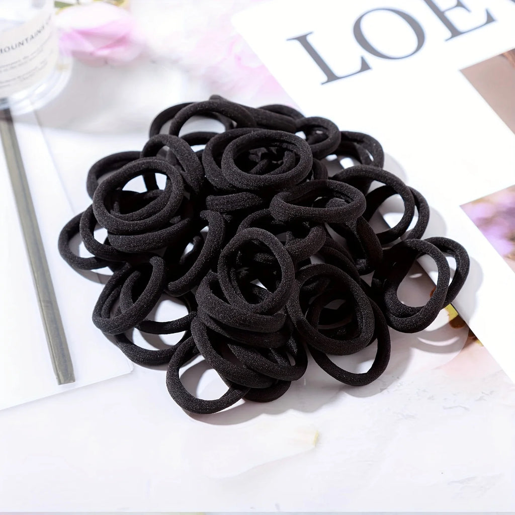 50/100 black hair clips, suitable for girls. | High-elasticity hair bands, hair tie holders, ponytail fasteners, and accessories